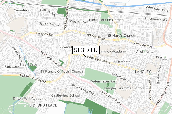 SL3 7TU map - small scale - OS Open Zoomstack (Ordnance Survey)