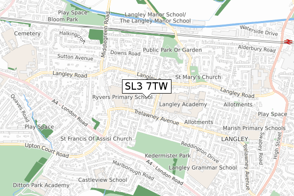 SL3 7TW map - small scale - OS Open Zoomstack (Ordnance Survey) SL3 7TW map - small scale - OS Open Zoomstack (Ordnance Survey)