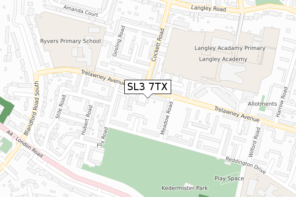 SL3 7TX map - large scale - OS Open Zoomstack (Ordnance Survey)