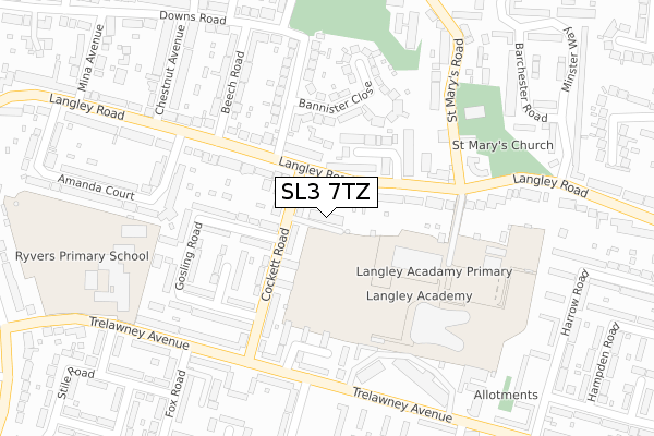 SL3 7TZ map - large scale - OS Open Zoomstack (Ordnance Survey)