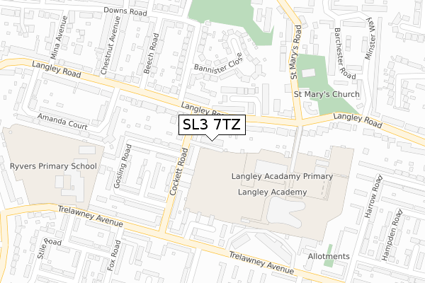SL3 7TZ map - large scale - OS Open Zoomstack (Ordnance Survey) SL3 7TZ map - large scale - OS Open Zoomstack (Ordnance Survey)