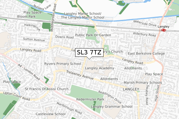 SL3 7TZ map - small scale - OS Open Zoomstack (Ordnance Survey) SL3 7TZ map - small scale - OS Open Zoomstack (Ordnance Survey)