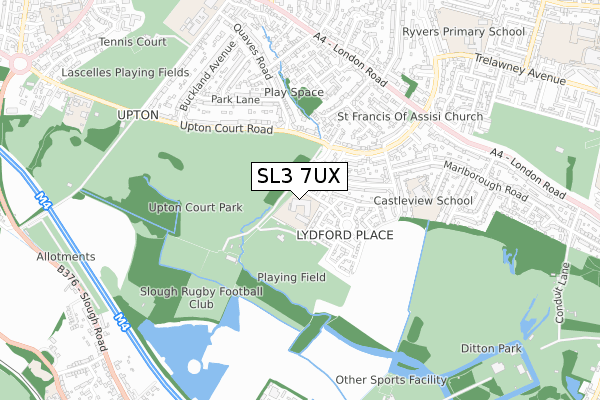 SL3 7UX map - small scale - OS Open Zoomstack (Ordnance Survey)