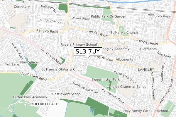 SL3 7UY map - small scale - OS Open Zoomstack (Ordnance Survey) SL3 7UY map - small scale - OS Open Zoomstack (Ordnance Survey)
