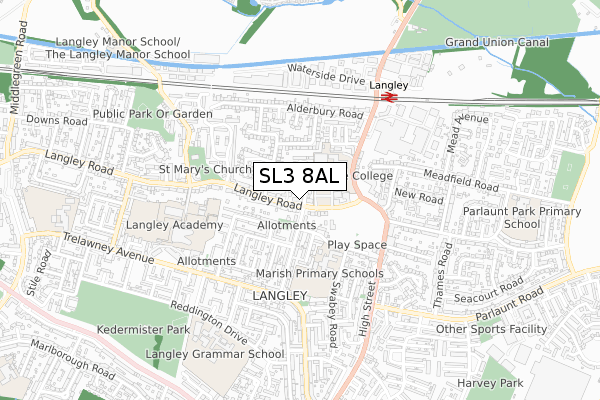 SL3 8AL map - small scale - OS Open Zoomstack (Ordnance Survey)