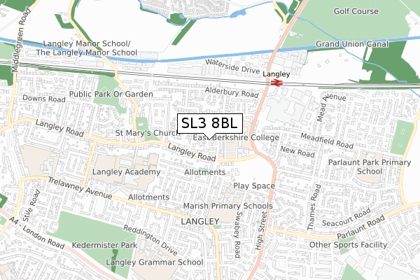 SL3 8BL map - small scale - OS Open Zoomstack (Ordnance Survey)