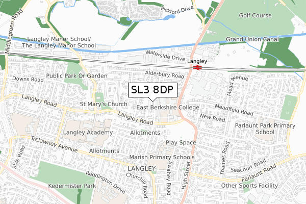 SL3 8DP map - small scale - OS Open Zoomstack (Ordnance Survey)