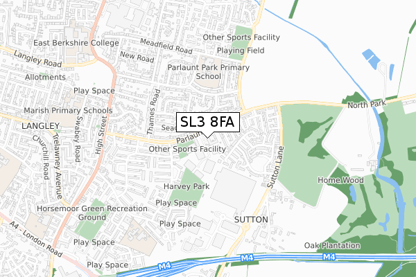 SL3 8FA map - small scale - OS Open Zoomstack (Ordnance Survey)