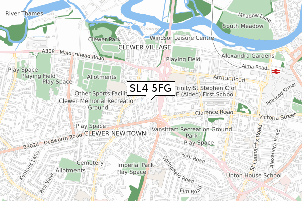SL4 5FG map - small scale - OS Open Zoomstack (Ordnance Survey)
