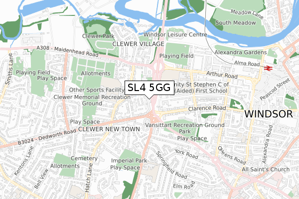 SL4 5GG map - small scale - OS Open Zoomstack (Ordnance Survey)