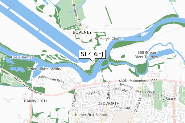 SL4 6FJ map - small scale - OS Open Zoomstack (Ordnance Survey)