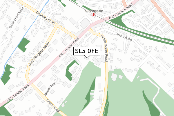 SL5 0FE map - large scale - OS Open Zoomstack (Ordnance Survey)