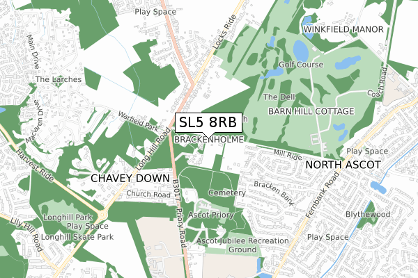 SL5 8RB map - small scale - OS Open Zoomstack (Ordnance Survey) SL5 8RB map - small scale - OS Open Zoomstack (Ordnance Survey)