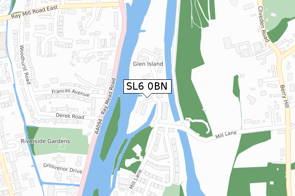 SL6 0BN map - large scale - OS Open Zoomstack (Ordnance Survey)