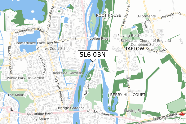 SL6 0BN map - small scale - OS Open Zoomstack (Ordnance Survey)