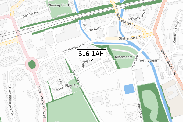 SL6 1AH map - large scale - OS Open Zoomstack (Ordnance Survey)