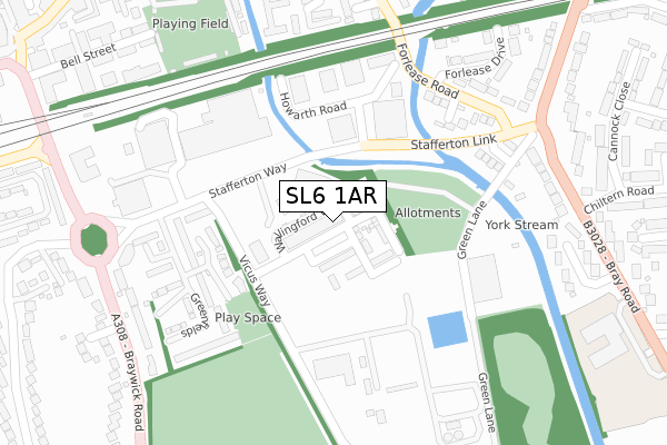 SL6 1AR map - large scale - OS Open Zoomstack (Ordnance Survey)