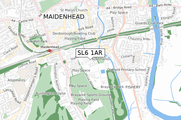 SL6 1AR map - small scale - OS Open Zoomstack (Ordnance Survey)