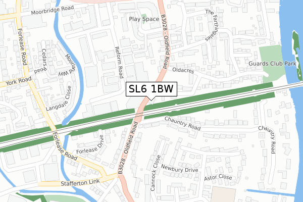 SL6 1BW map - large scale - OS Open Zoomstack (Ordnance Survey)