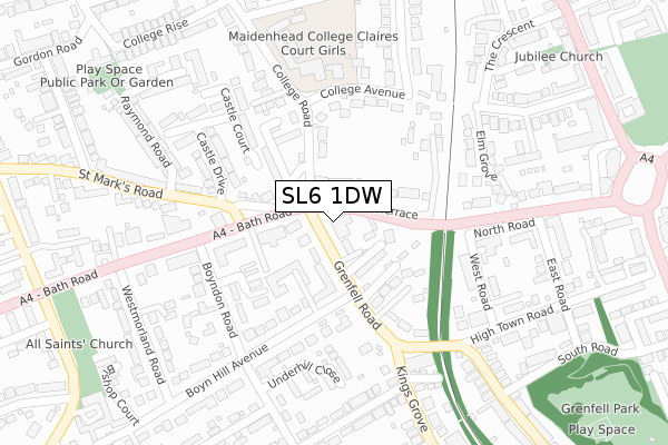 SL6 1DW map - large scale - OS Open Zoomstack (Ordnance Survey)