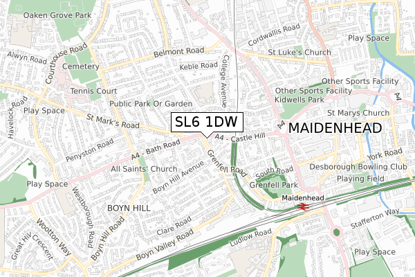 SL6 1DW map - small scale - OS Open Zoomstack (Ordnance Survey)