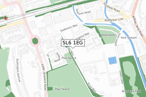 SL6 1EG map - large scale - OS Open Zoomstack (Ordnance Survey)