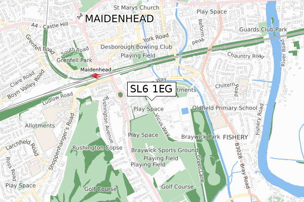 SL6 1EG map - small scale - OS Open Zoomstack (Ordnance Survey)