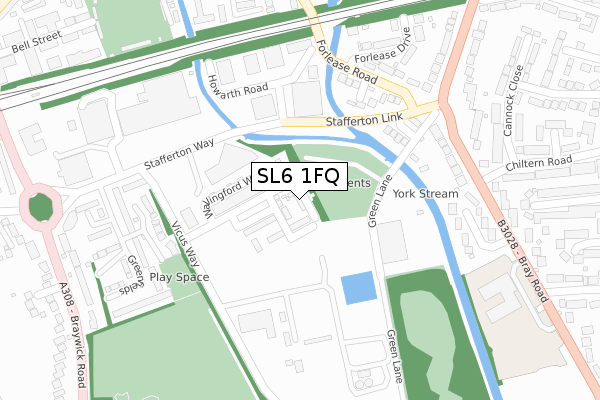 SL6 1FQ map - large scale - OS Open Zoomstack (Ordnance Survey)