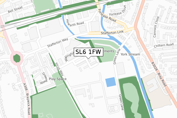 SL6 1FW map - large scale - OS Open Zoomstack (Ordnance Survey)
