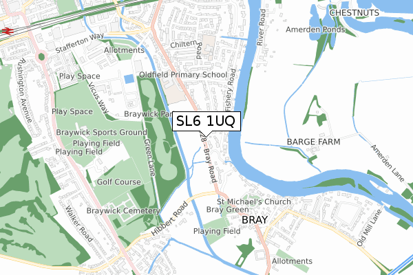 SL6 1UQ map - small scale - OS Open Zoomstack (Ordnance Survey)