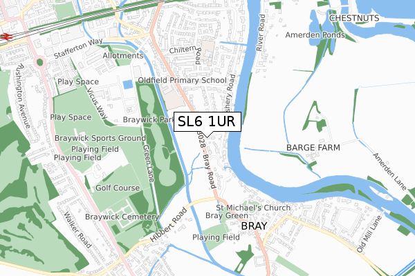 SL6 1UR map - small scale - OS Open Zoomstack (Ordnance Survey)