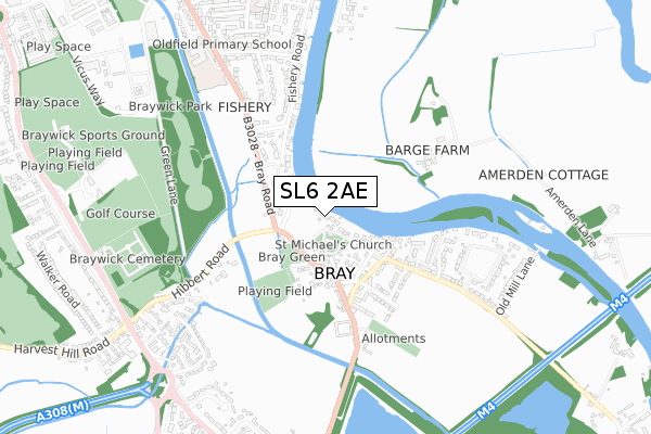 SL6 2AE map - small scale - OS Open Zoomstack (Ordnance Survey)