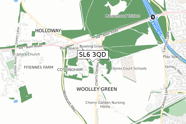 SL6 3QD map - small scale - OS Open Zoomstack (Ordnance Survey)