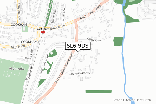 SL6 9DS map - large scale - OS Open Zoomstack (Ordnance Survey)