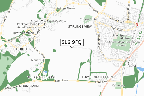SL6 9FQ map - small scale - OS Open Zoomstack (Ordnance Survey) SL6 9FQ map - small scale - OS Open Zoomstack (Ordnance Survey)