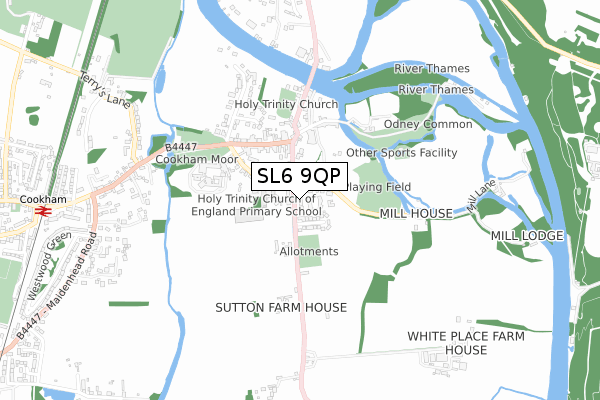 SL6 9QP map - small scale - OS Open Zoomstack (Ordnance Survey)