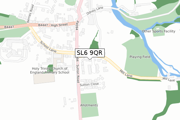 SL6 9QR map - large scale - OS Open Zoomstack (Ordnance Survey)