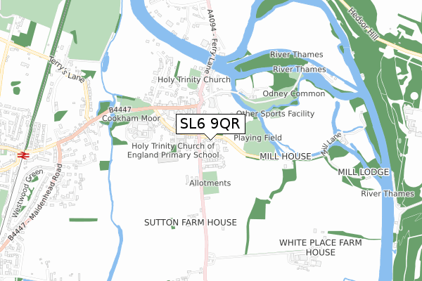 SL6 9QR map - small scale - OS Open Zoomstack (Ordnance Survey)