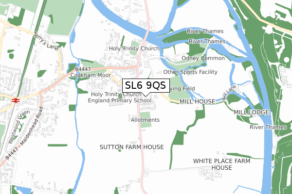 SL6 9QS map - small scale - OS Open Zoomstack (Ordnance Survey)