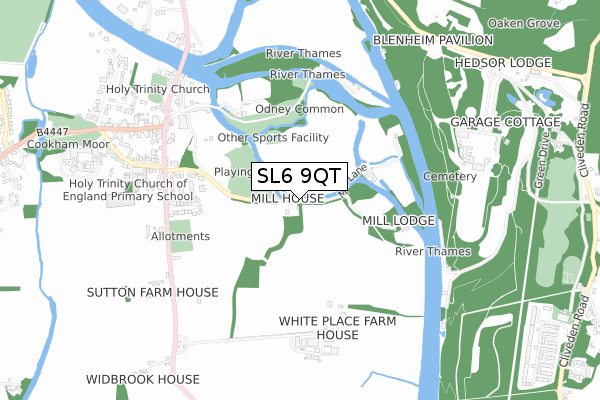 SL6 9QT map - small scale - OS Open Zoomstack (Ordnance Survey)