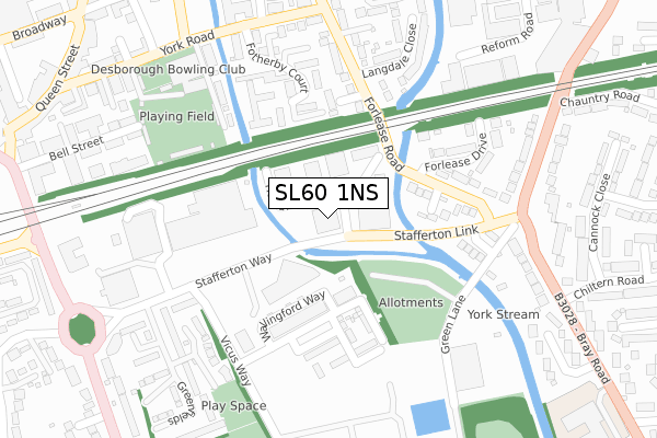SL60 1NS map - large scale - OS Open Zoomstack (Ordnance Survey)