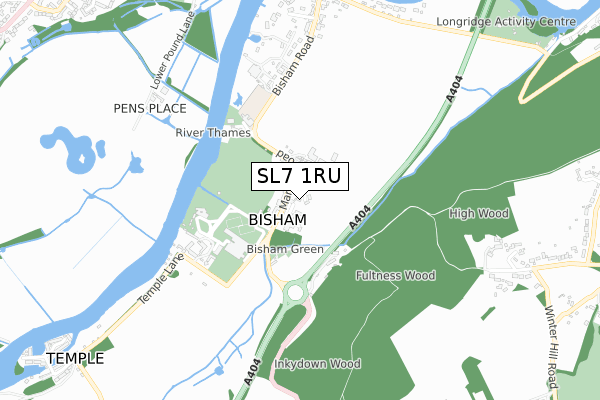 SL7 1RU map - small scale - OS Open Zoomstack (Ordnance Survey)