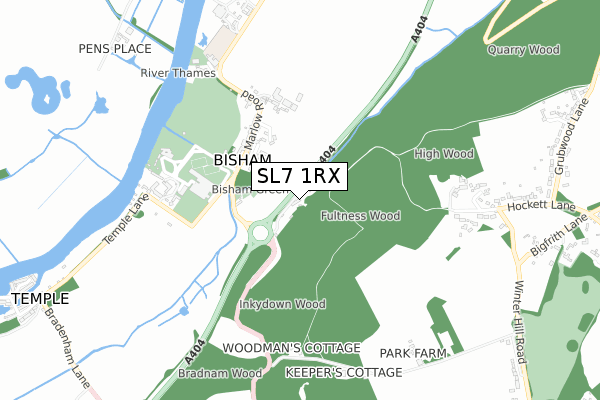 SL7 1RX map - small scale - OS Open Zoomstack (Ordnance Survey)