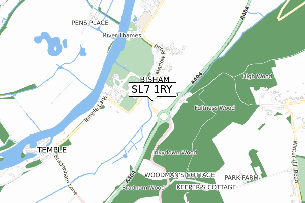 SL7 1RY map - small scale - OS Open Zoomstack (Ordnance Survey)