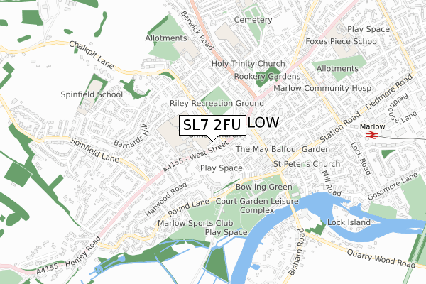 SL7 2FU map - small scale - OS Open Zoomstack (Ordnance Survey)