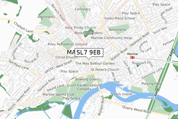 SL7 9EB map - small scale - OS Open Zoomstack (Ordnance Survey)