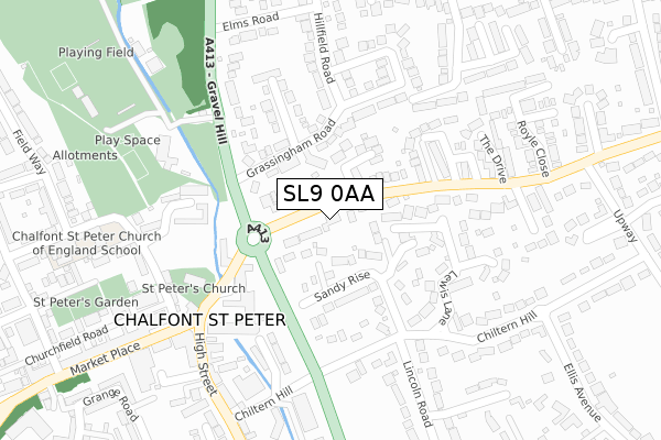 SL9 0AA map - large scale - OS Open Zoomstack (Ordnance Survey)