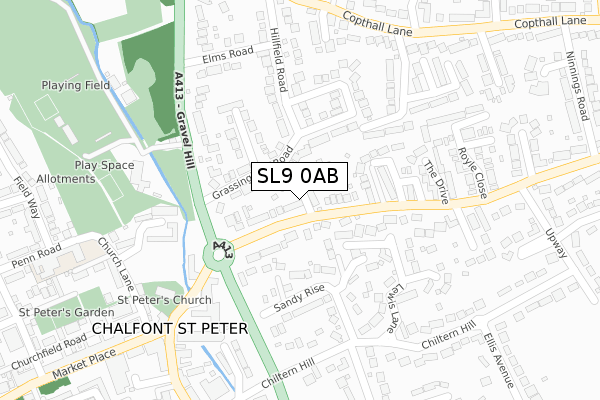 SL9 0AB map - large scale - OS Open Zoomstack (Ordnance Survey)