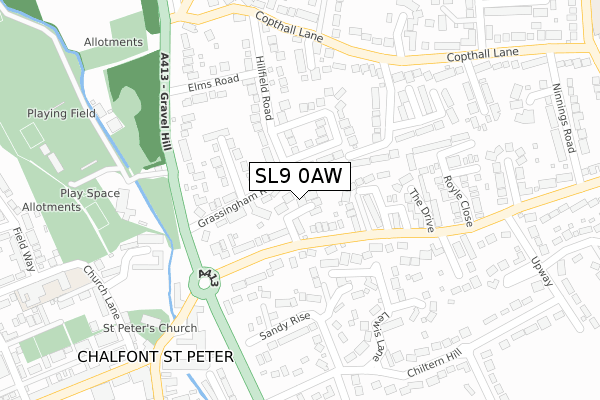 SL9 0AW map - large scale - OS Open Zoomstack (Ordnance Survey)