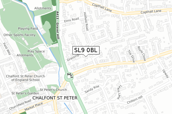 SL9 0BL map - large scale - OS Open Zoomstack (Ordnance Survey)